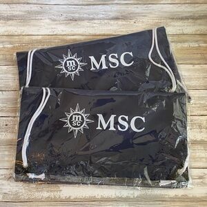Two 2 MSC Cruise Line Ships Nylon Drawstrings Backpacks Sacks